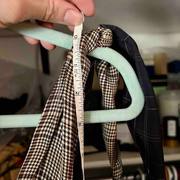 La Ligne Charlotte Tie-Detailed Midi Dress in Navy Blue + Brown Plaid - Picture 4 of 14